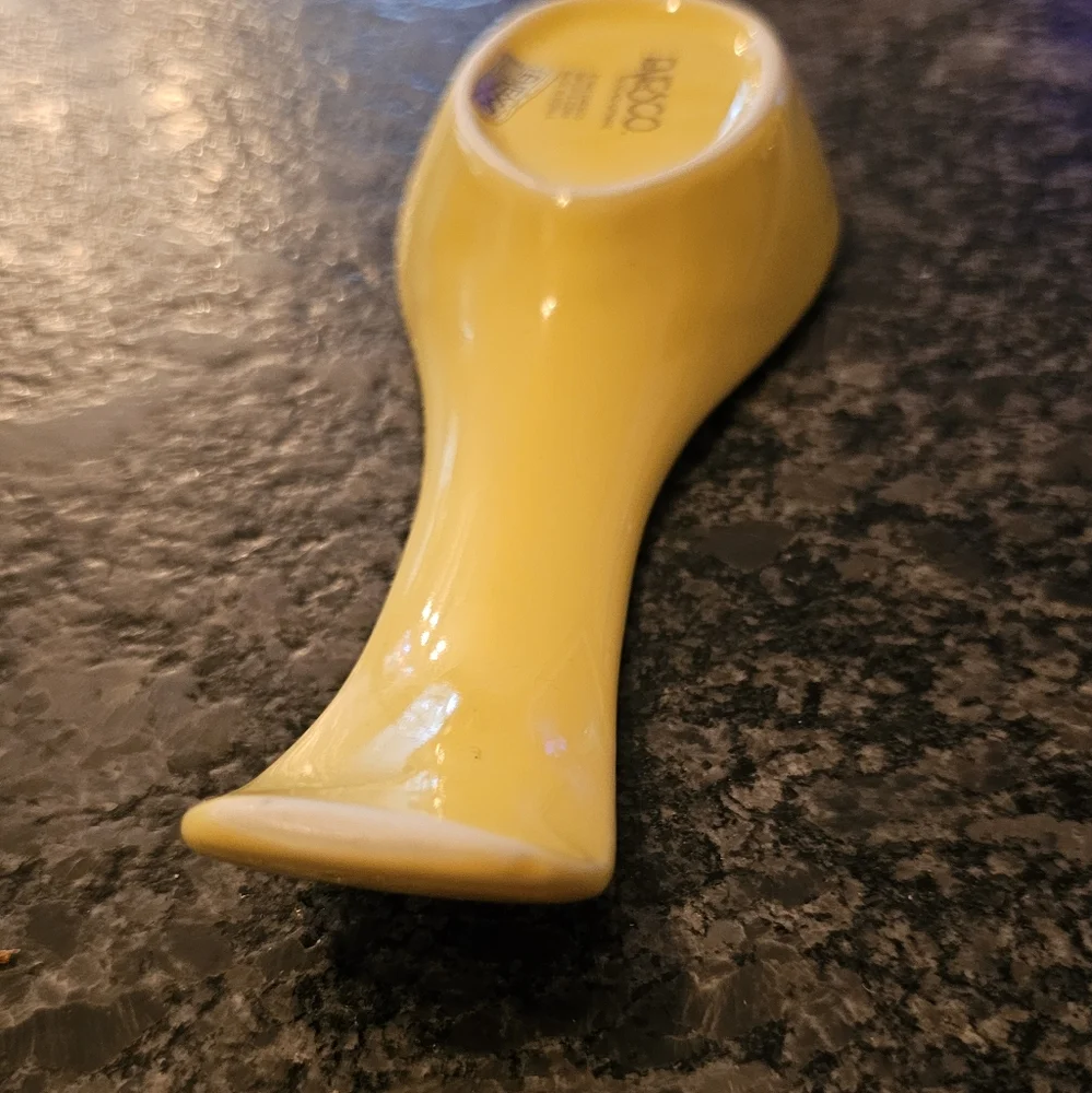 Enesco Yellow Floral Tulip Spoon Rest 1985 Korea Boho Bohemian Bold Bright‎ Vtg